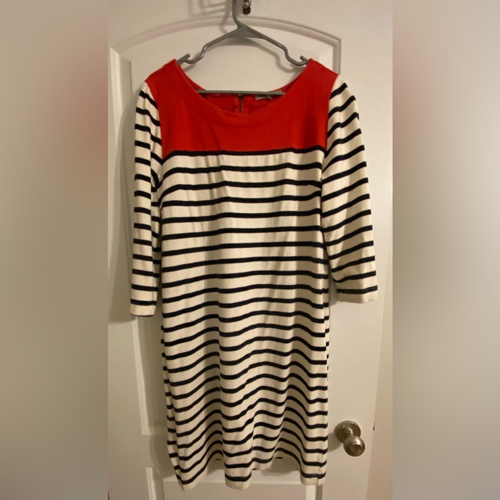 GAP Red and Navy Striped Long Sleeve Dress